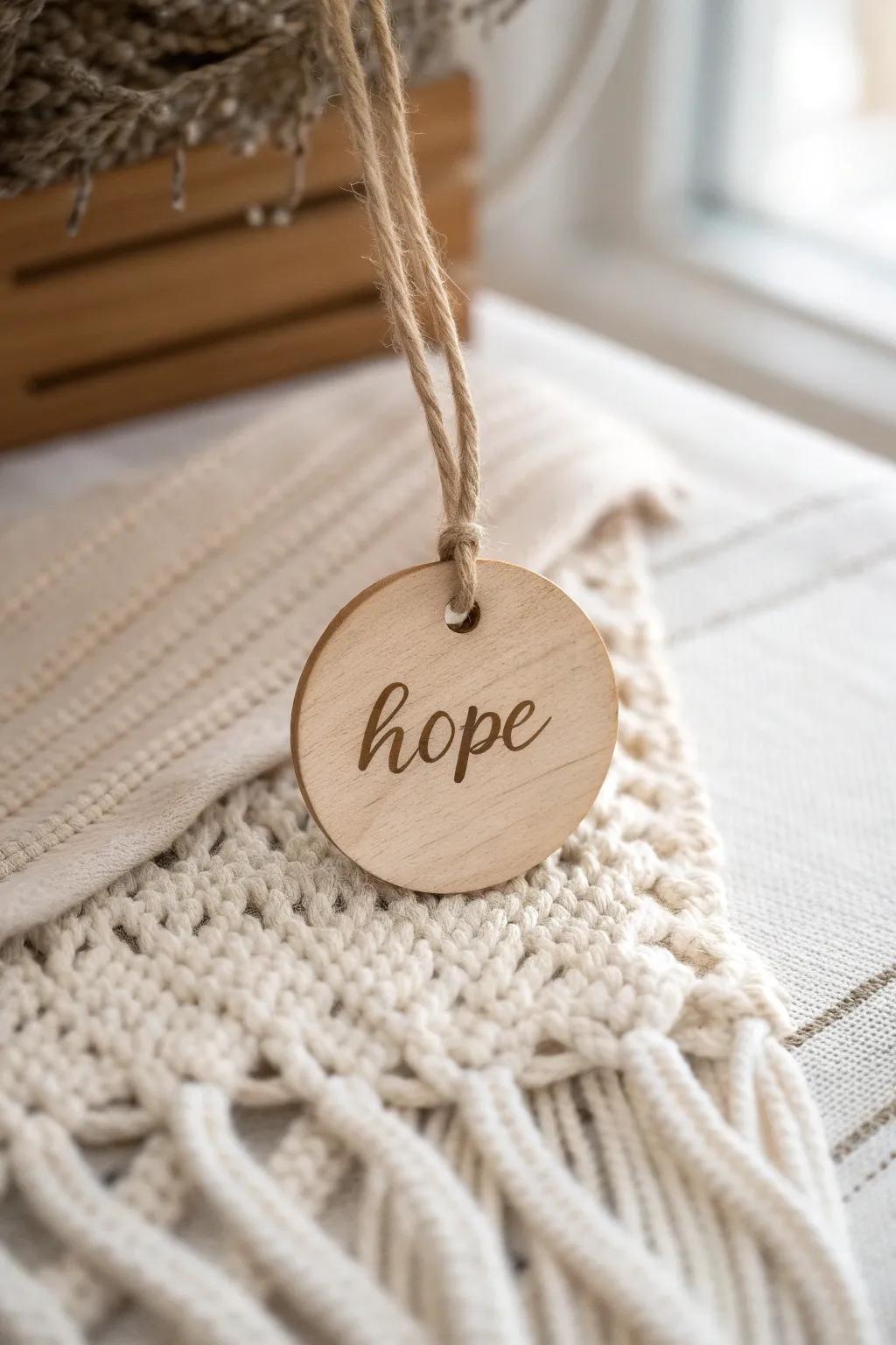 Embrace the spirit of the season with a beautifully crafted 'Hope' tag that adds a touch of inspiration to your decor.