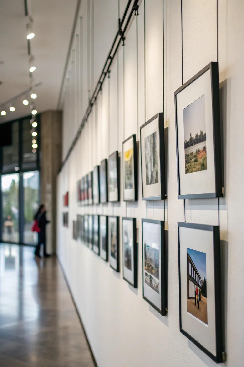A modern picture wall featuring weightless frames.