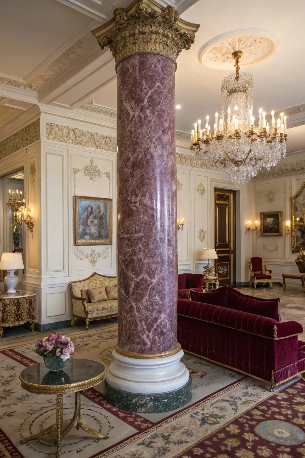 Weave wraps infuse opulence and dimension into pillar designs.