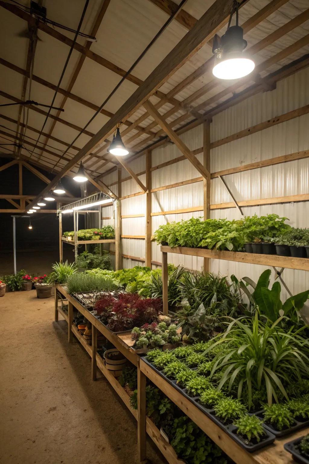 Cultivate uncommon flora in a devoted pole barn nursery.
