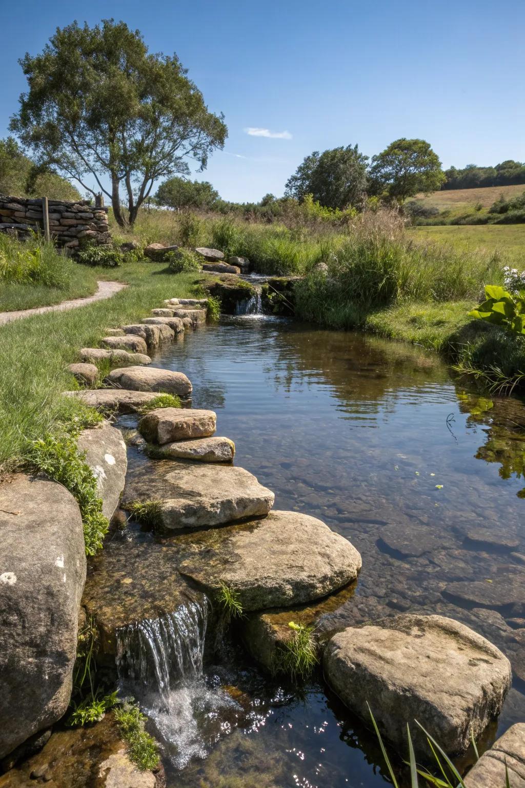 Rustic designs usher in an enchanting countryside sensation into your pond stream.