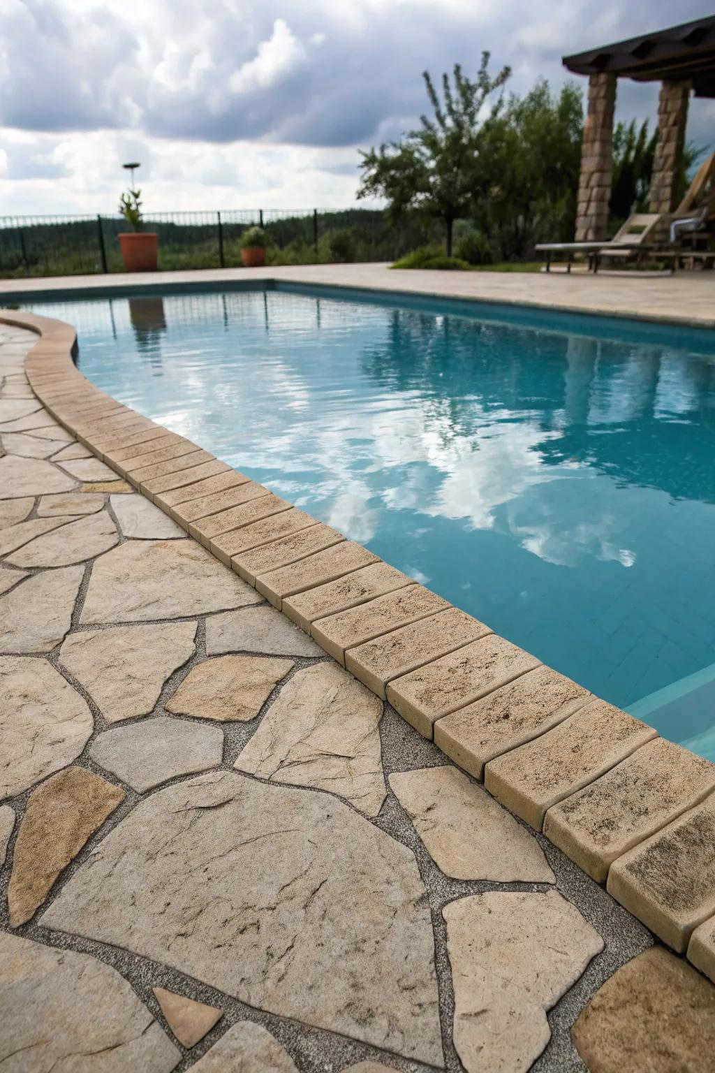 Textured finishes in edging amplify protection and visual fascination.