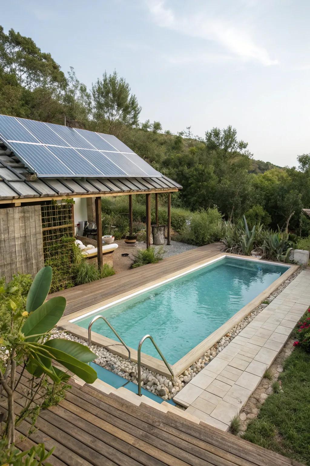 Eco-conscious features add sustainability and style to pool designs.