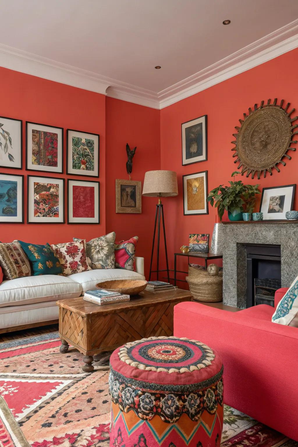 Coral red radiates a vivid and lively vibe.
