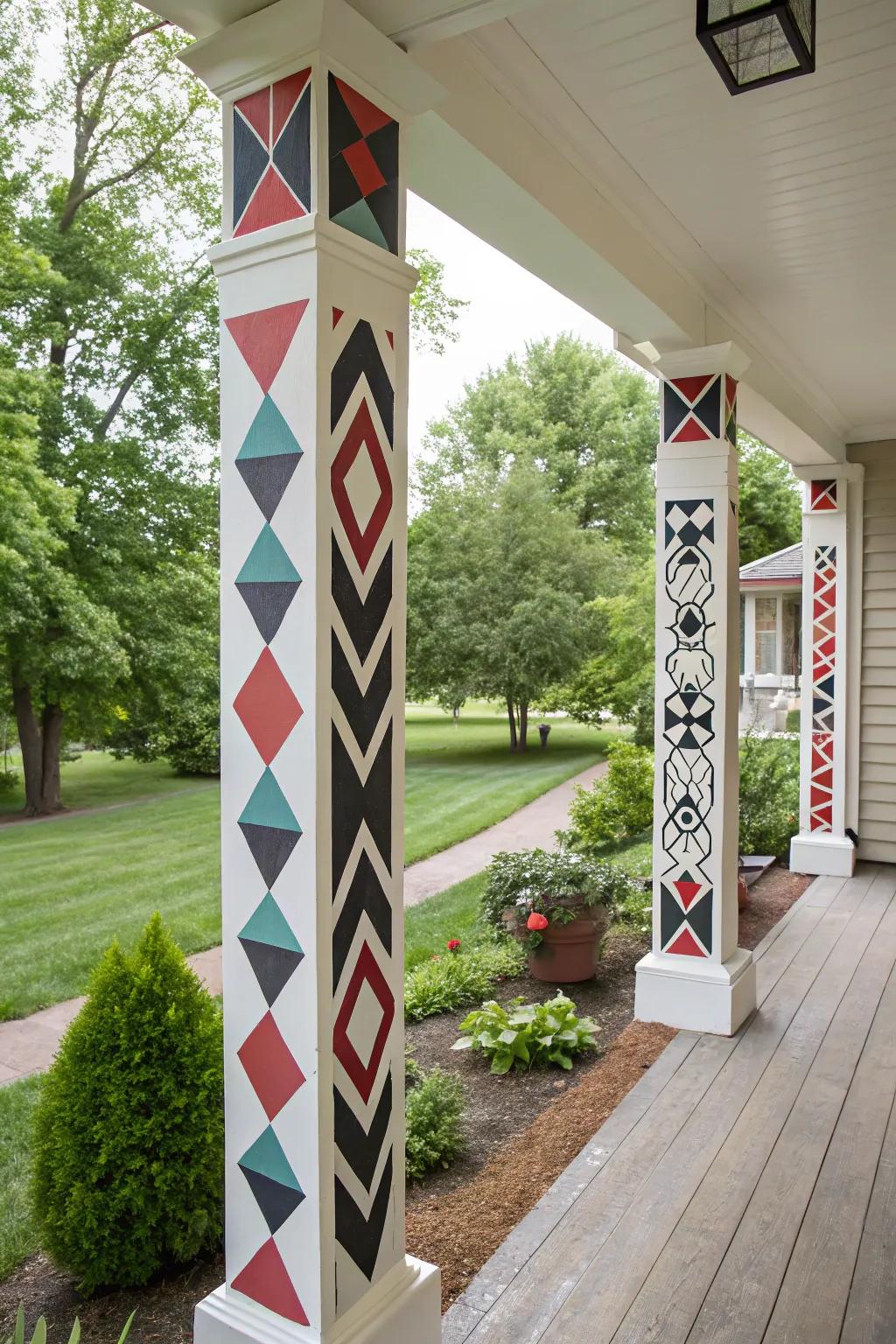 Geometric patterns fashion a striking modern presentation.