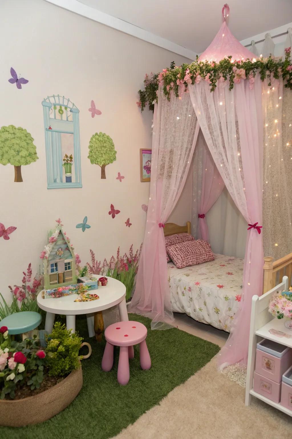 A secret garden nook adds a magical escape.