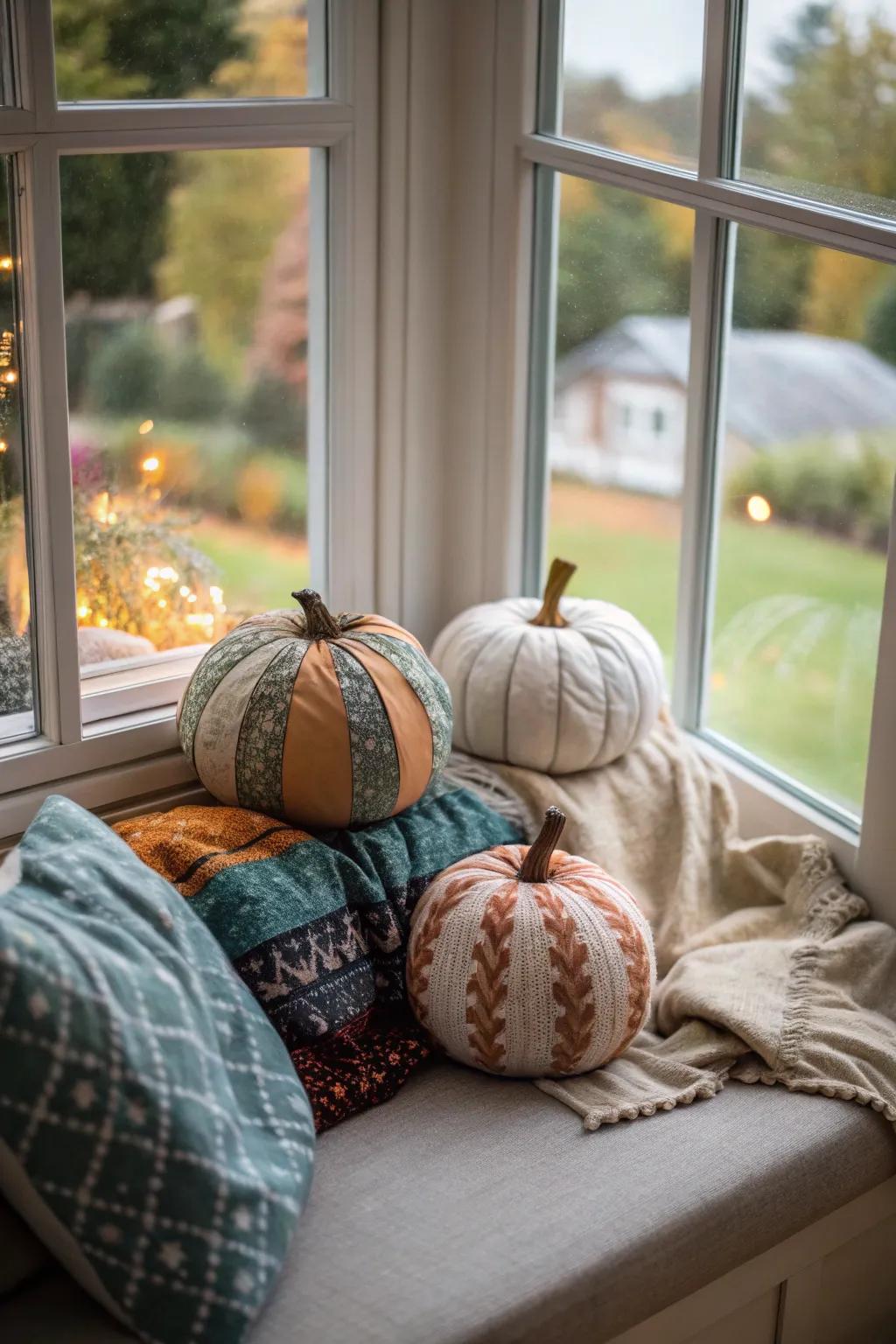 Squash covered in textiles emanate warmth and texture, elevating your seasonal decor.