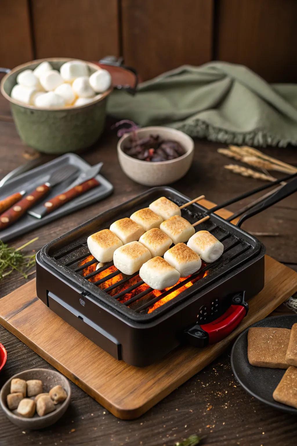 A ending to your raclette gathering with marshmallows.