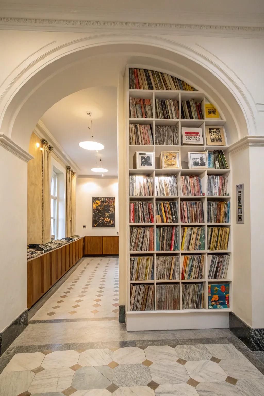 Alcoves can be transformed into unique record displays.