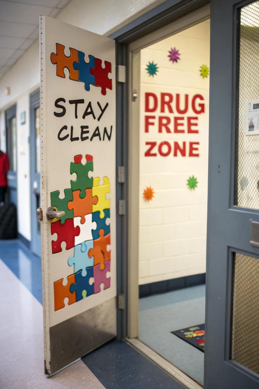 Piece together a meaningful message with a puzzle-themed entryway decoration.