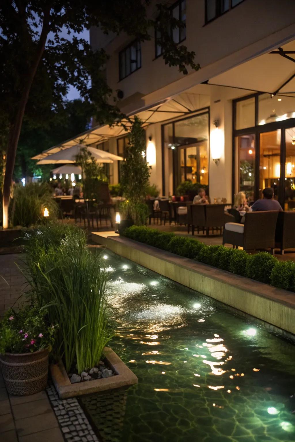 Underwater illumination imparts a captivating and serene ambiance.