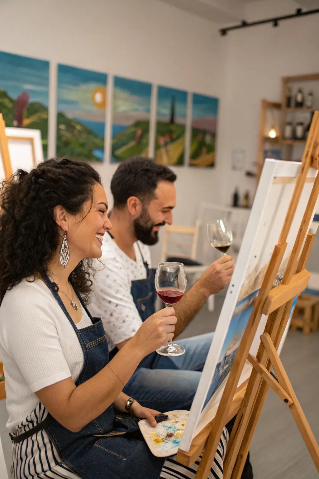 Take pleasure in a creative and restful drink and paint evening.