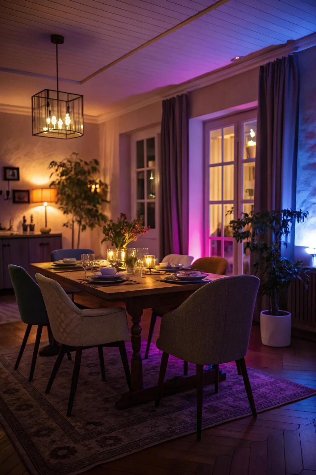 Immerse the scene with magical colored lighting.