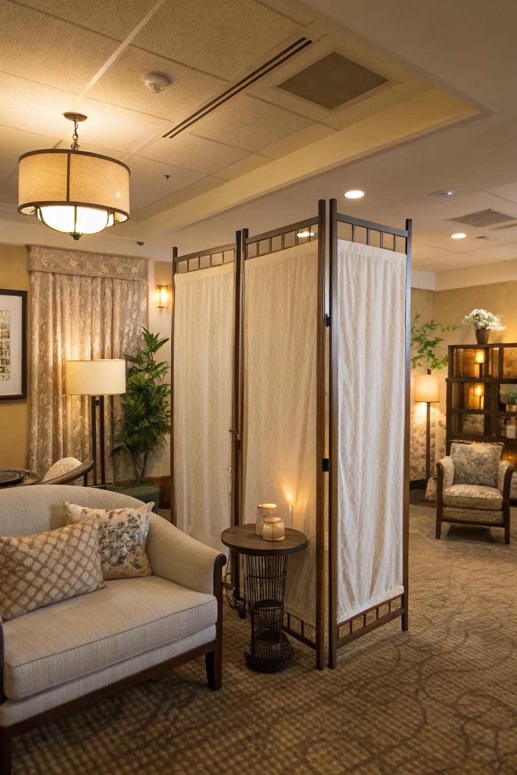 Soft screens offer a lightweight, colorful method to divide and enhance spaces.