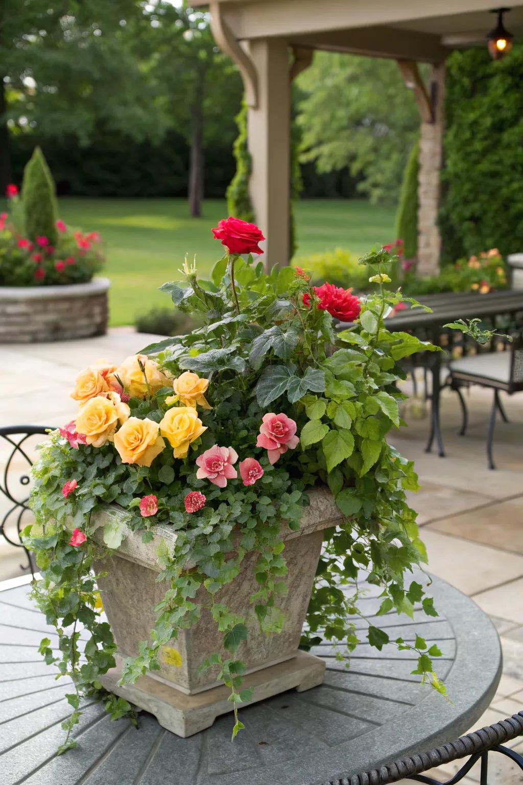 Garden Inside with Trough and Roses