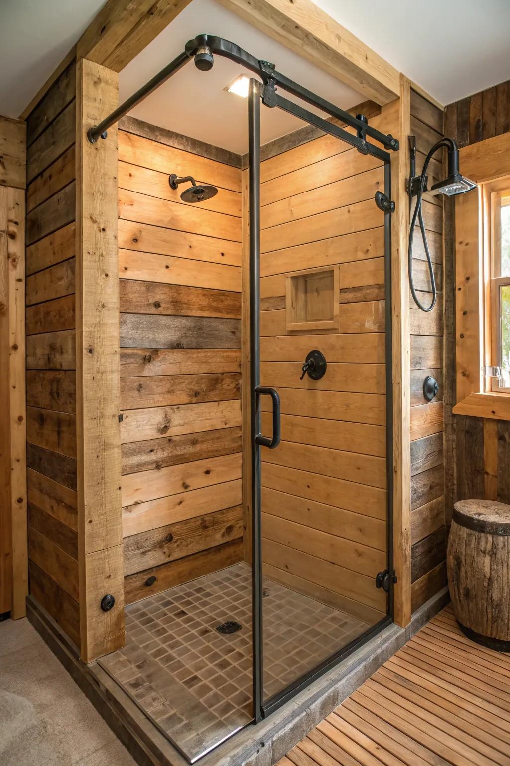 Salvaged lumber emits character and warmth.