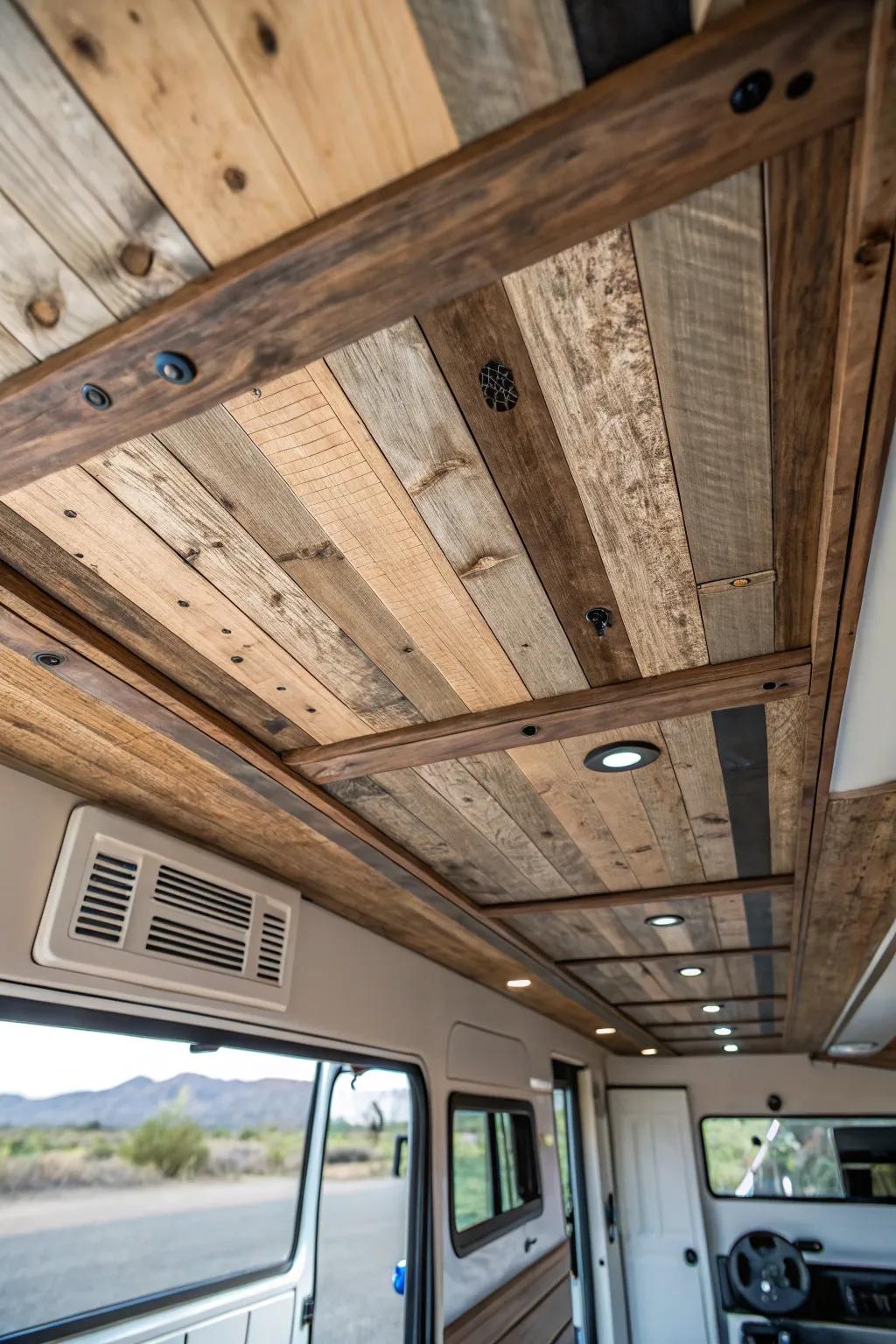 Reclaimed timber incorporates sustainable charm into your RV top side.