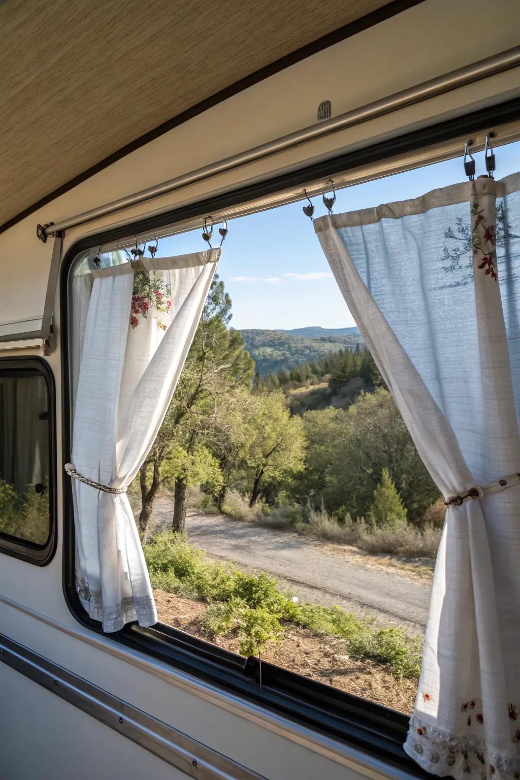 Bedding covers can be repurposed into distinctive and customized window treatments.