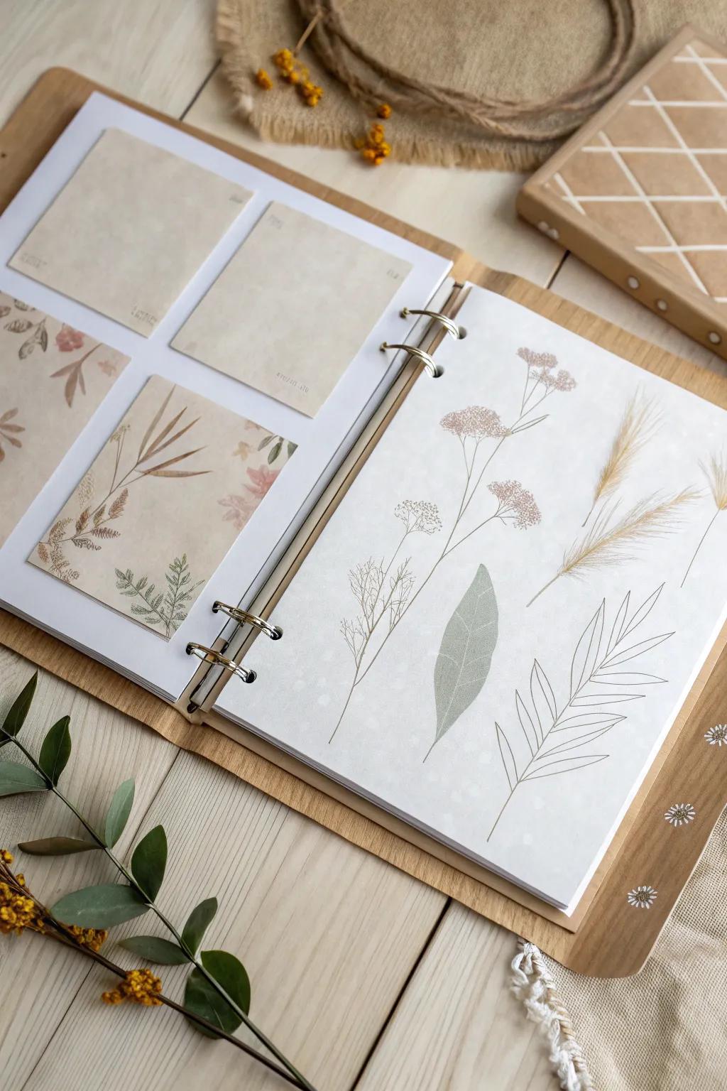 Elevate your scrapbook with the subtle charm of transparent layers. Discover the beauty of simplicity with a touch of boho elegance.