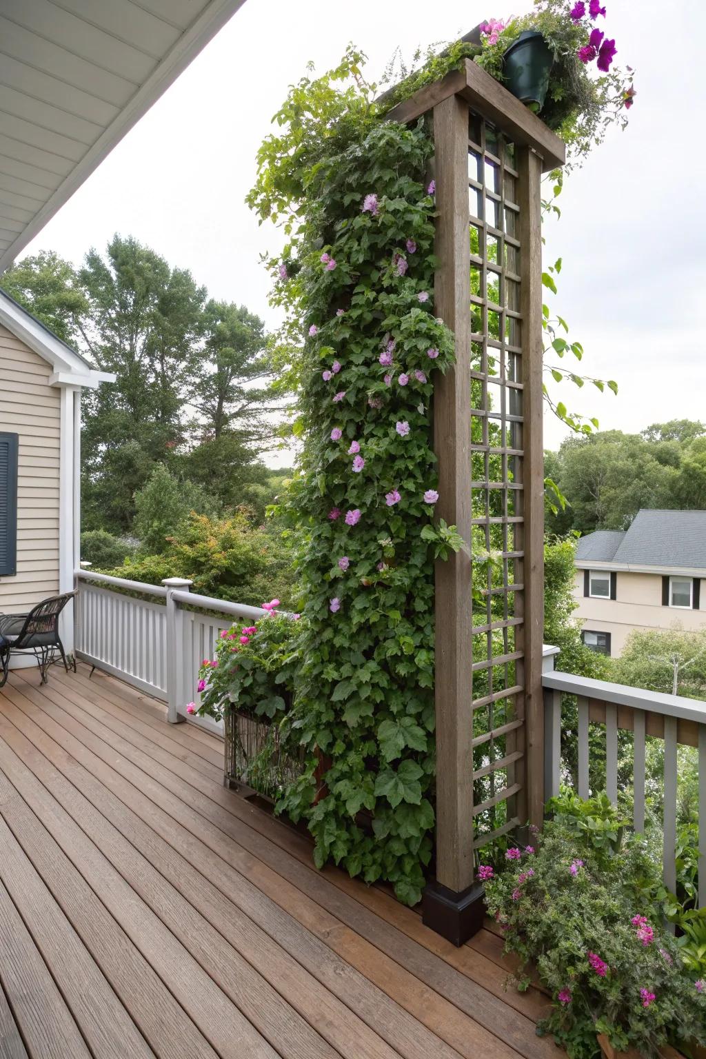 Vertical gardens maximize area and inject greenery to your deck.