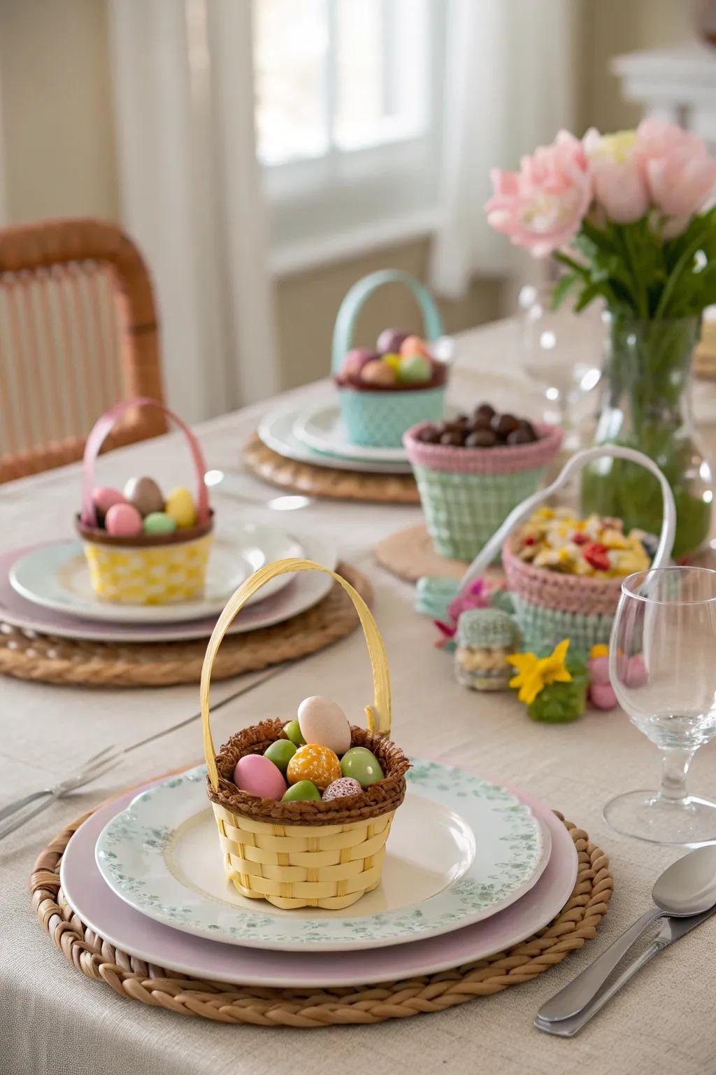 Small baskets with treats contribute an element of surprise.