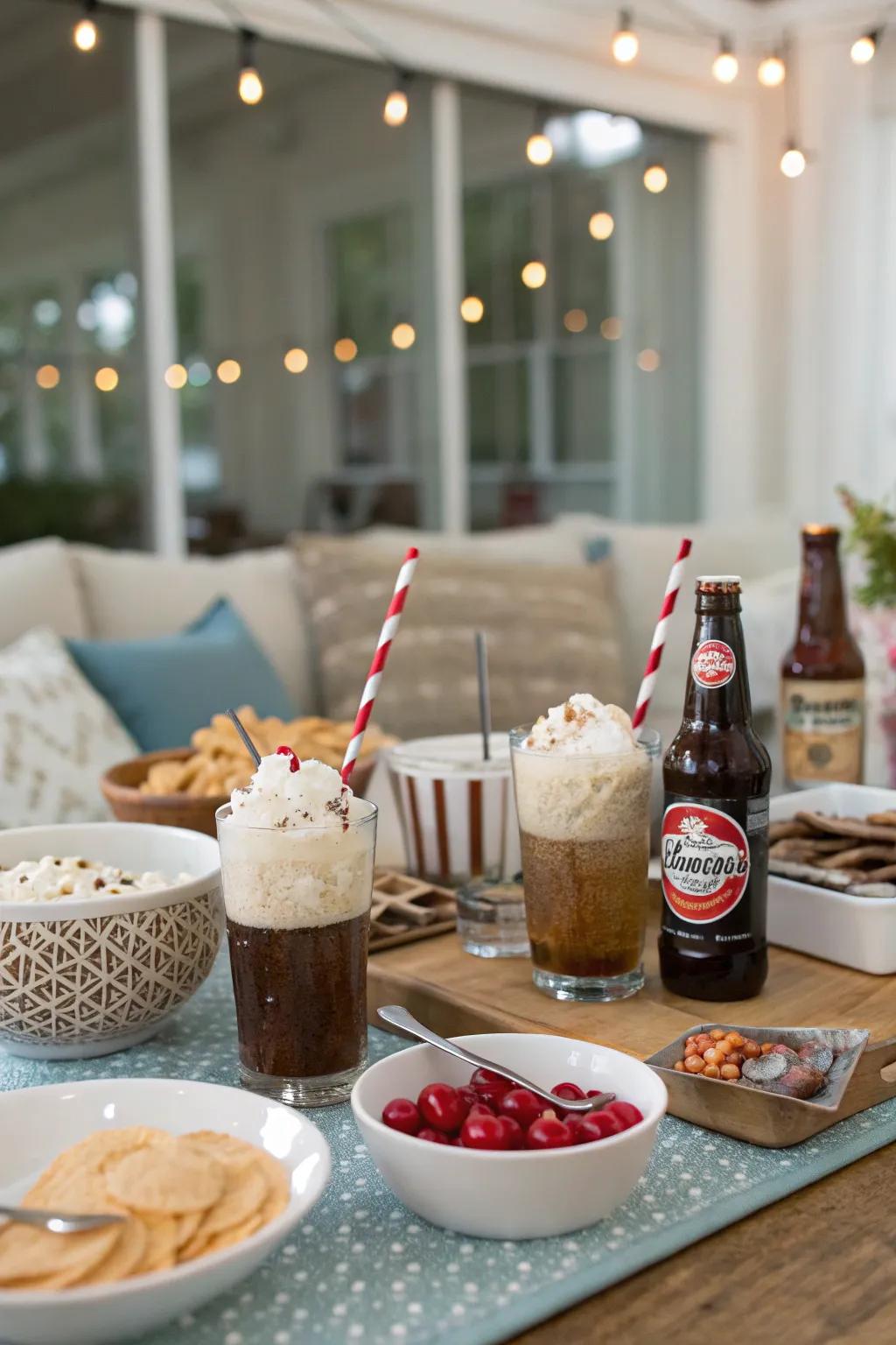 A nostalgic DIY sodas with cream space delivering a delightful and interactive treat.