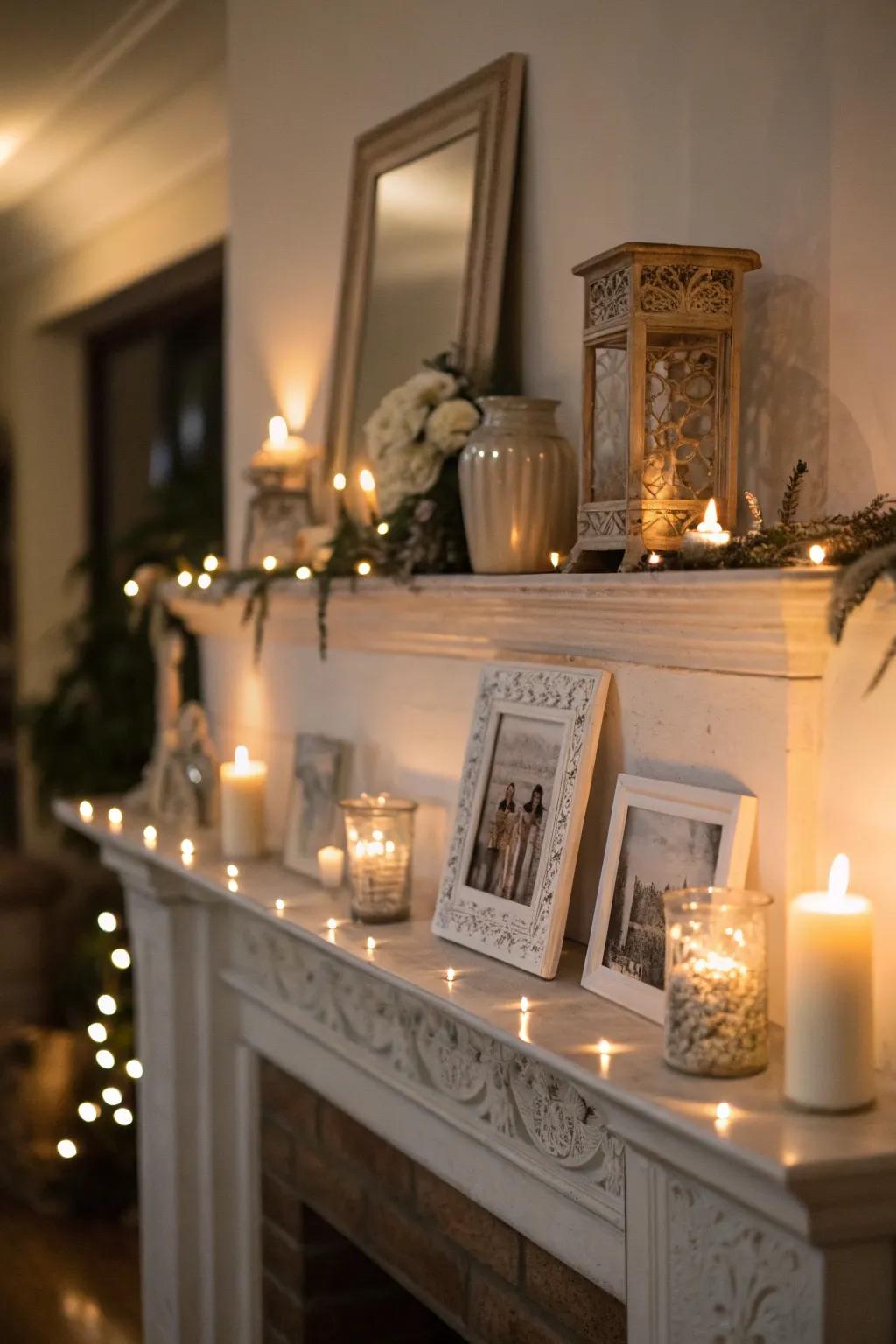 Luminescence brings a magical radiance to this everyday mantel.