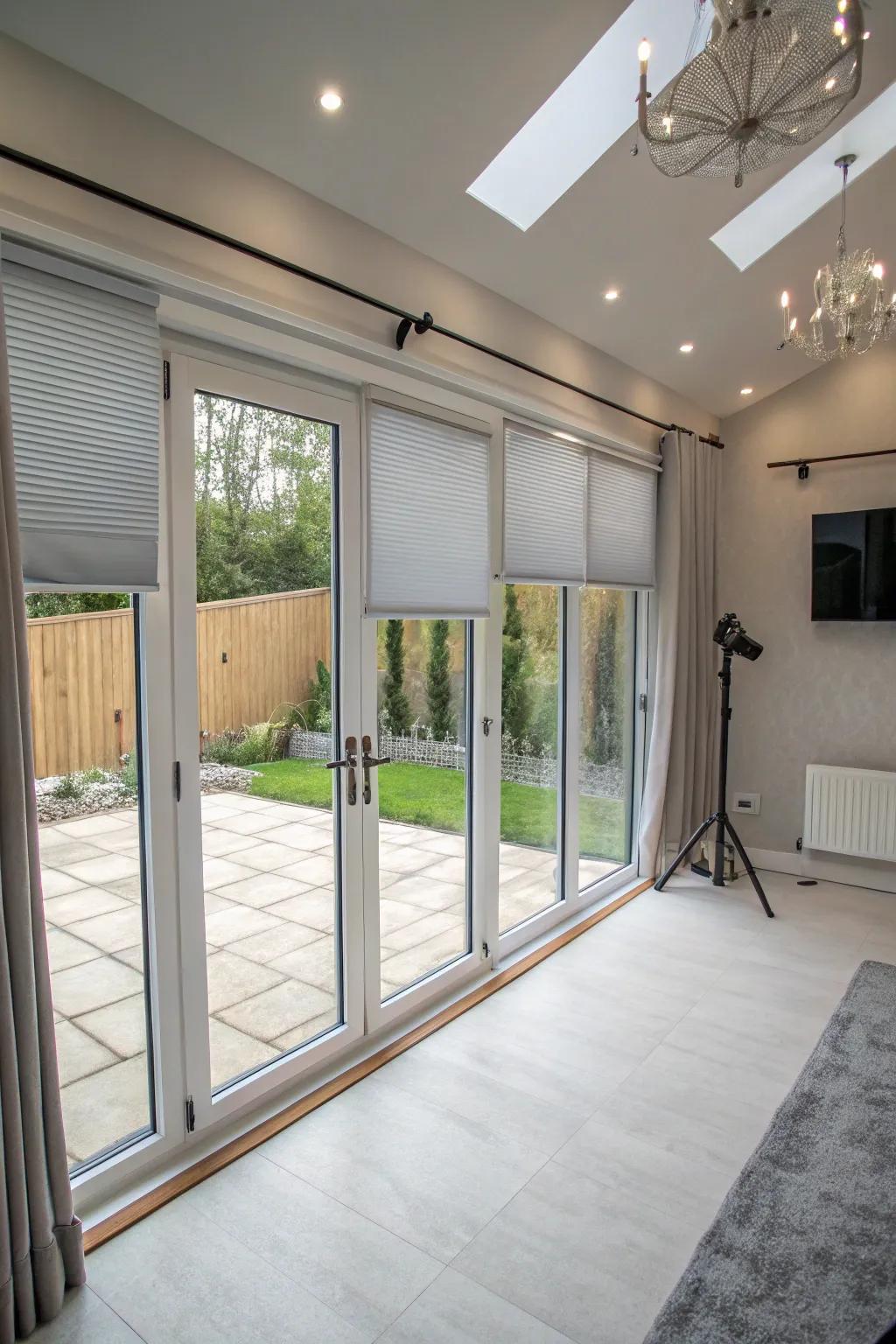 Darkness-out blinds deliver privacy and command.