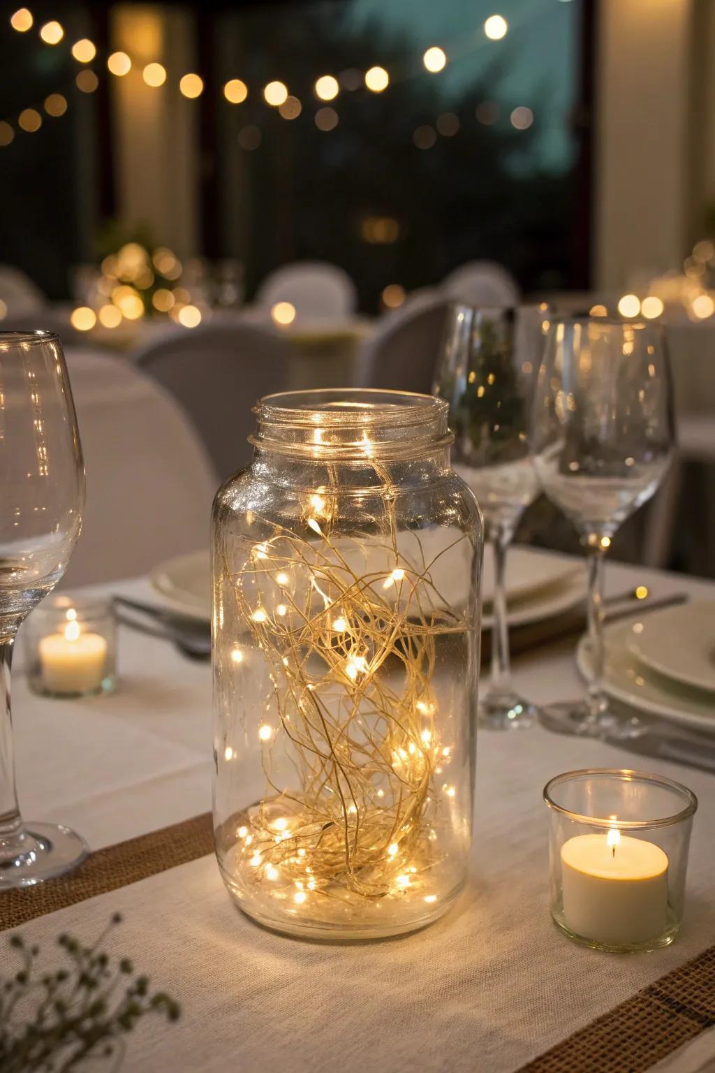 Whimsical twinkle lights bring forth a magical atmosphere to your table.