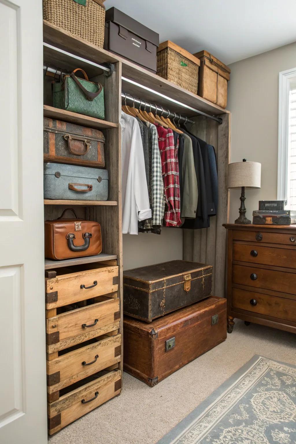 Furniture that is used again adds storage options.