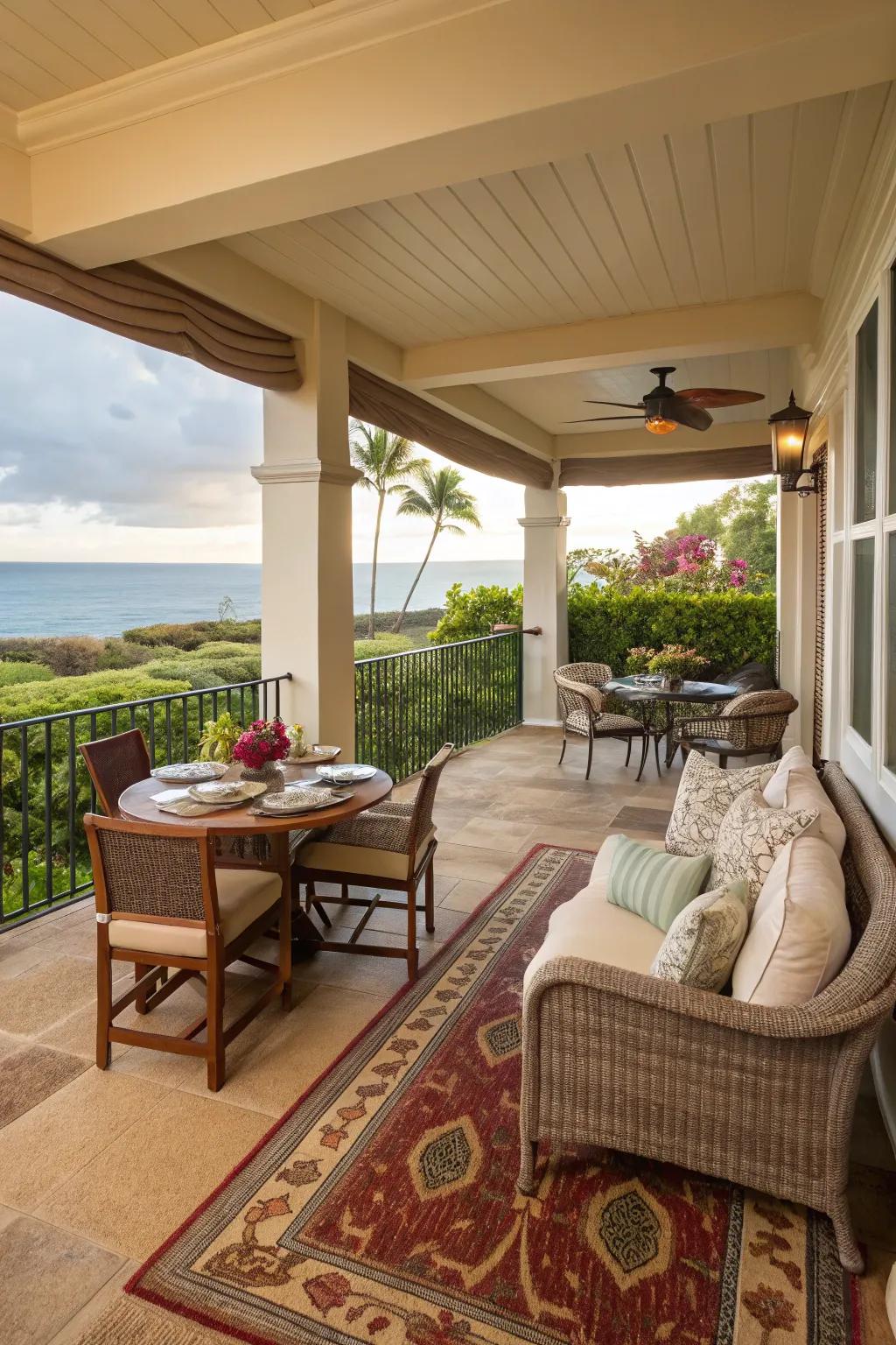 Organize your lanai into distinct zones for functionality and flair.