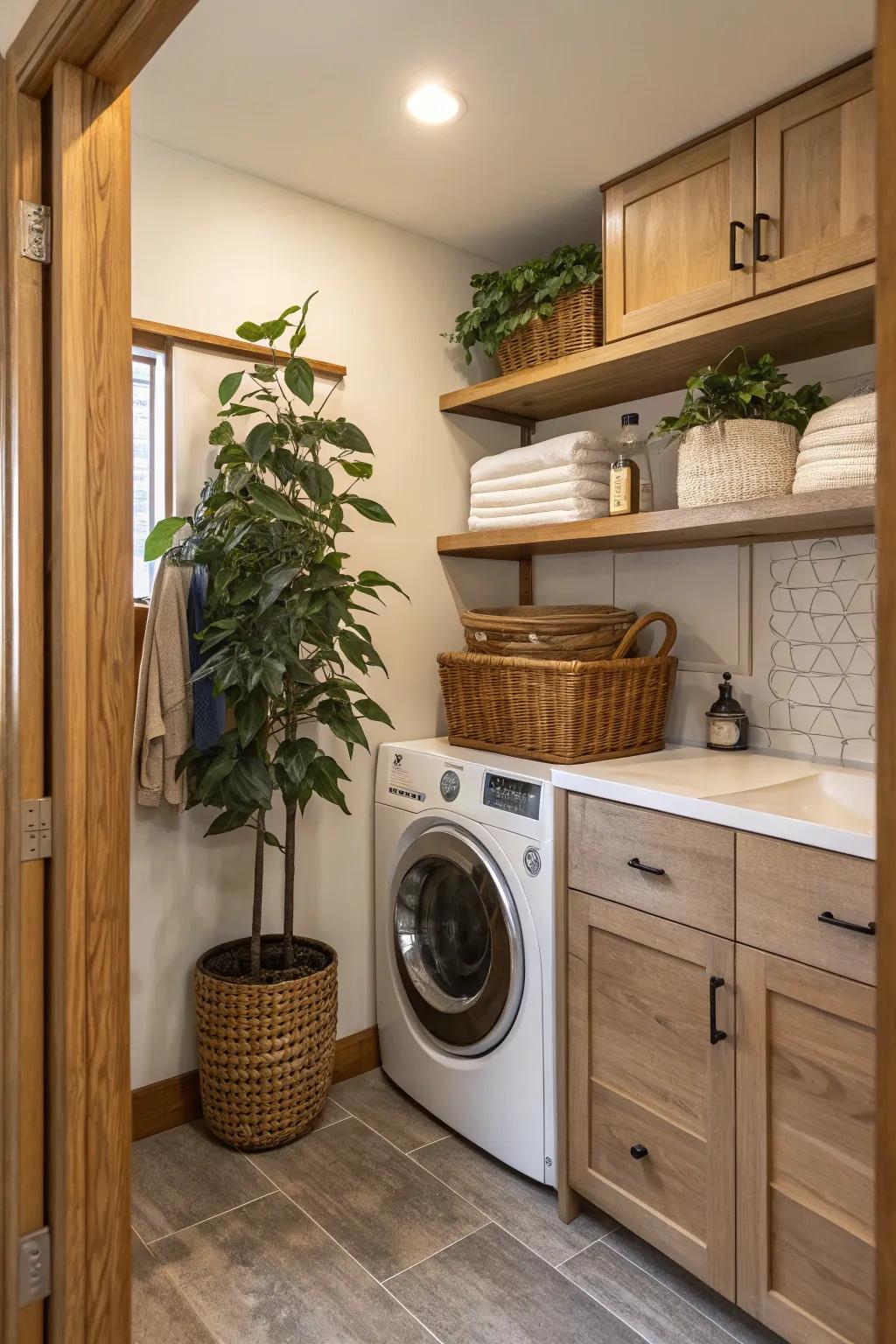 Natural elements bring warmth and character to the space.