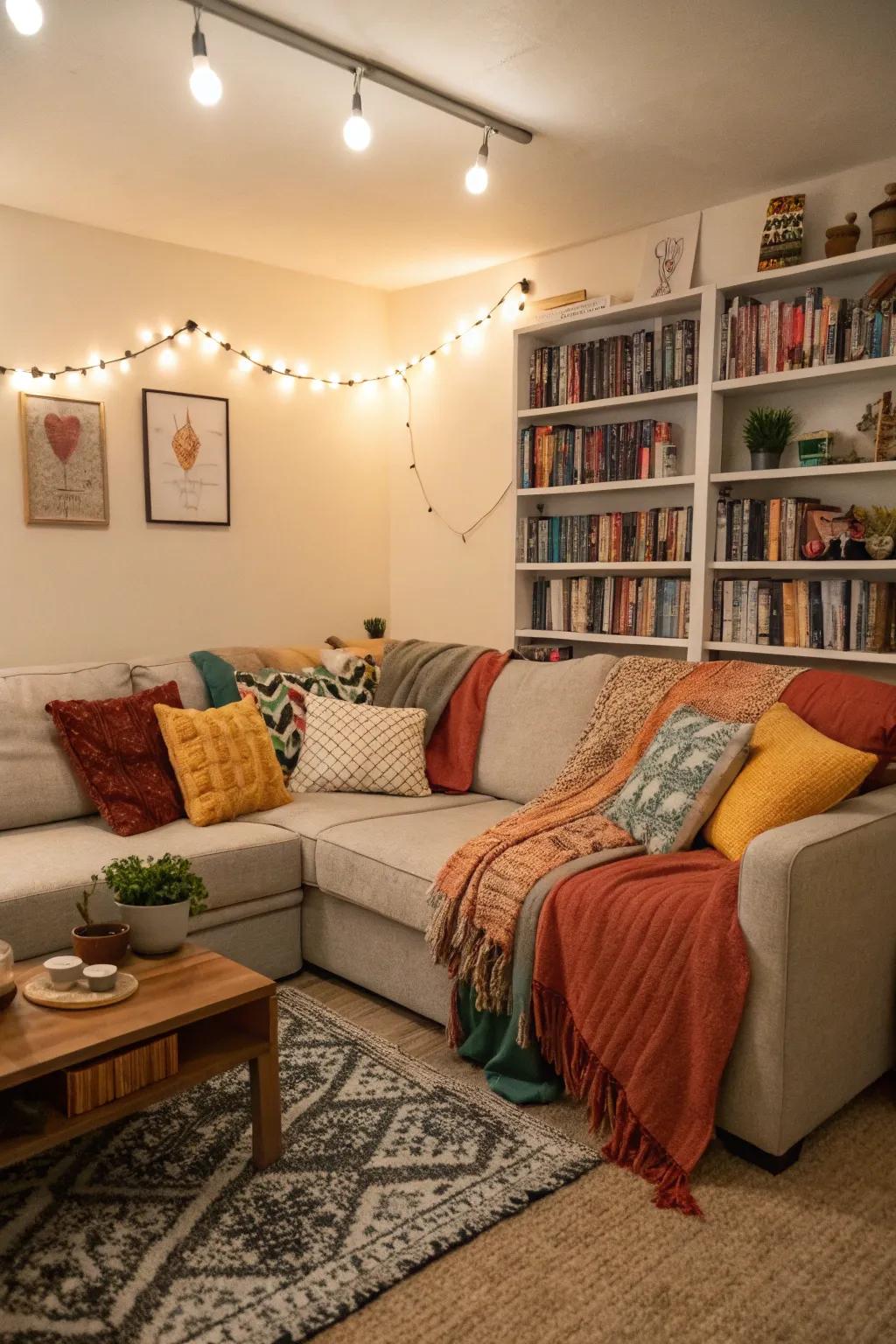 Soft materials help create an inviting, cozy environment.
