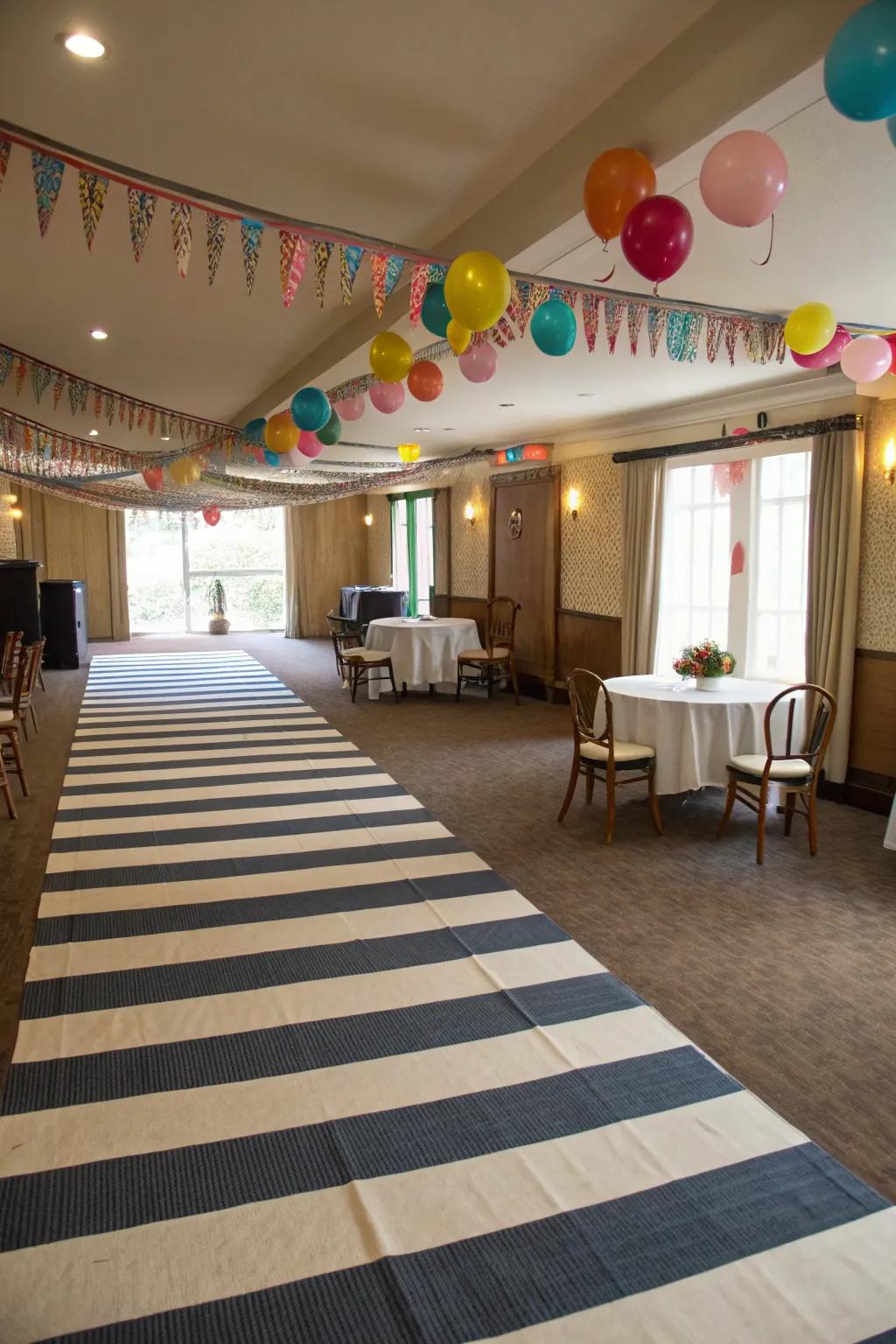 Striped rugs can make narrow spaces appear wider.