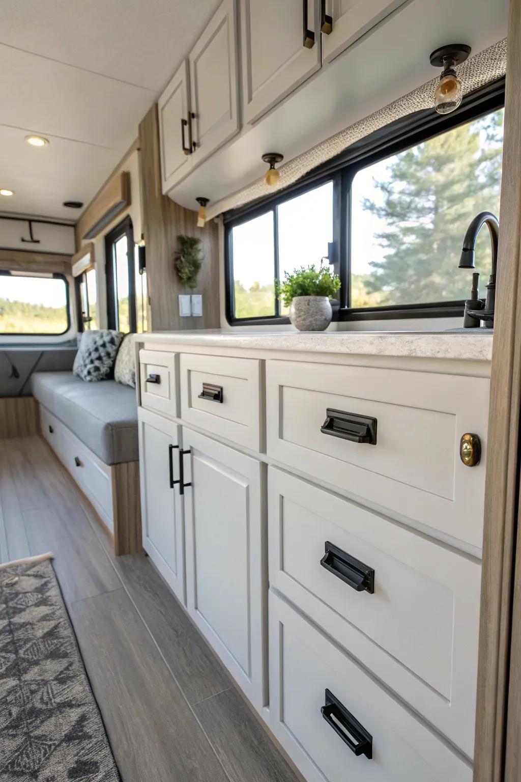 Hardware updates are a breeze, refreshing your RV's aesthetic with minimal effort.