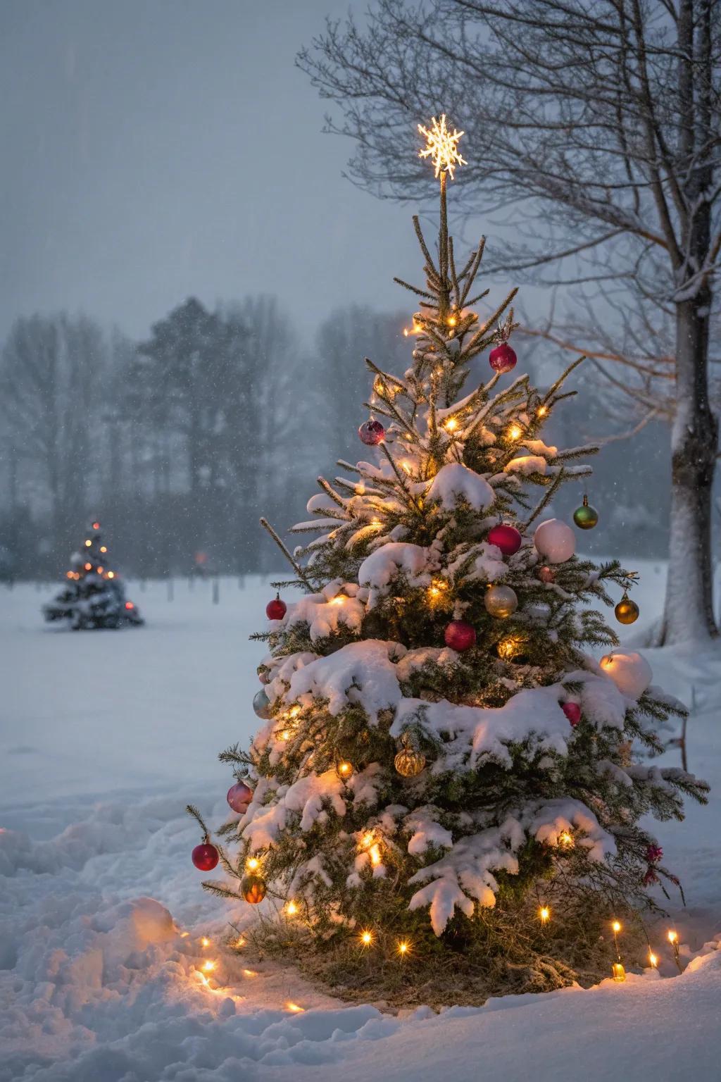 A fairy tale wonderland theme for a magical snowy Christmas tree.