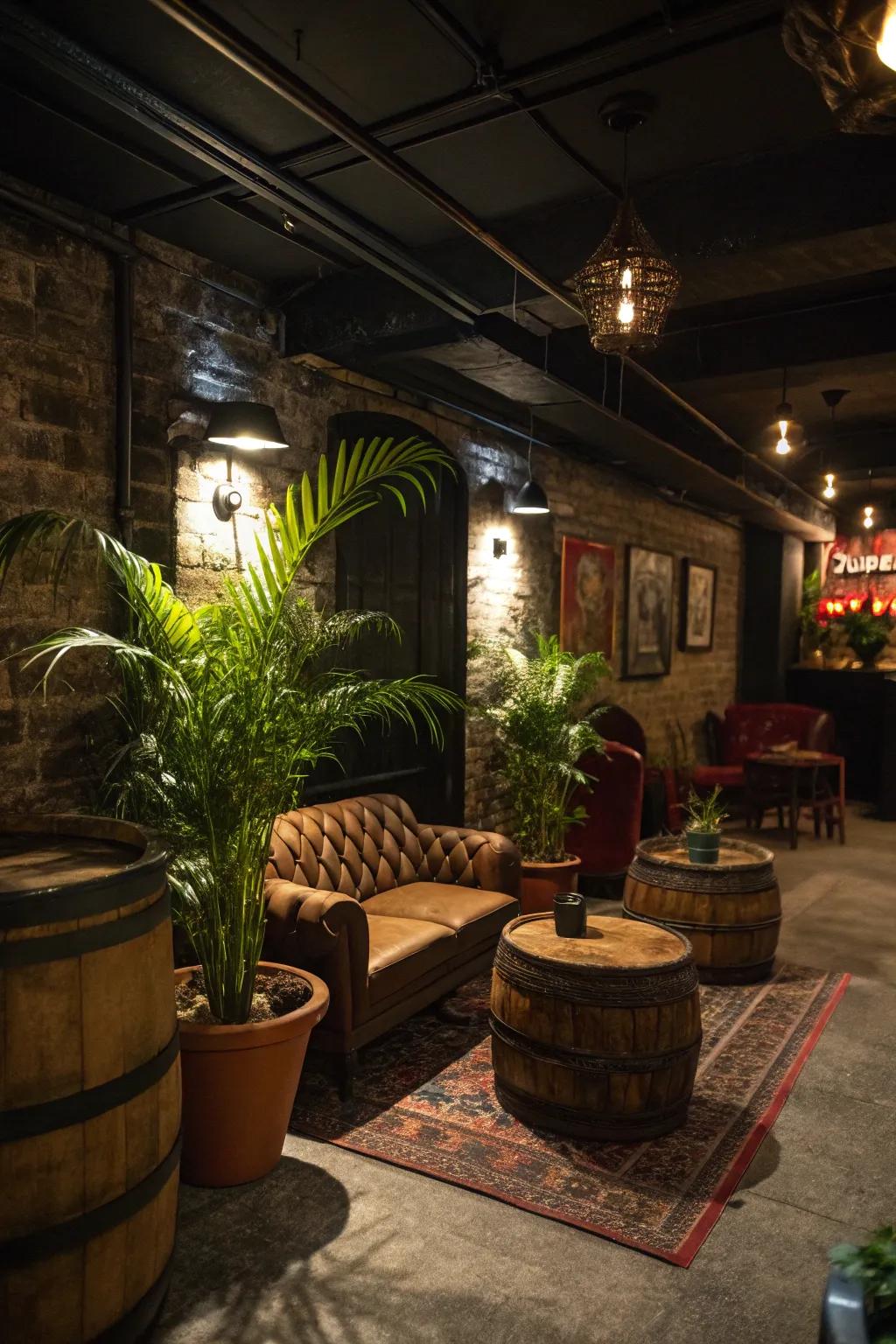 Greenery adds vibrancy and balance to your speakeasy.