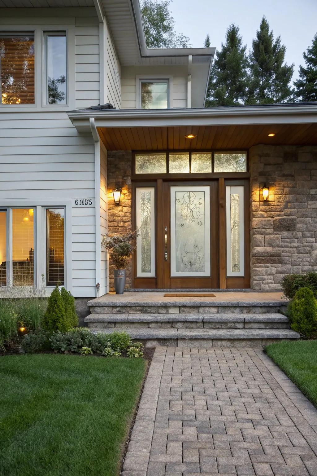 Frosted glass balances privacy with natural light.