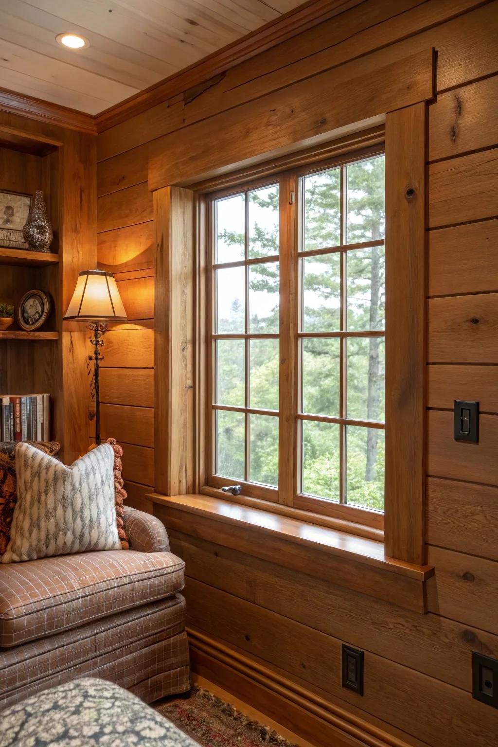 Lapboard frames append texture and a cozy, cabin-esque sensation.