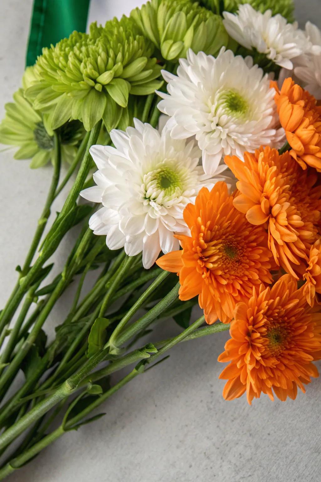 An Irish flag floral display celebrates the holiday and heritage.