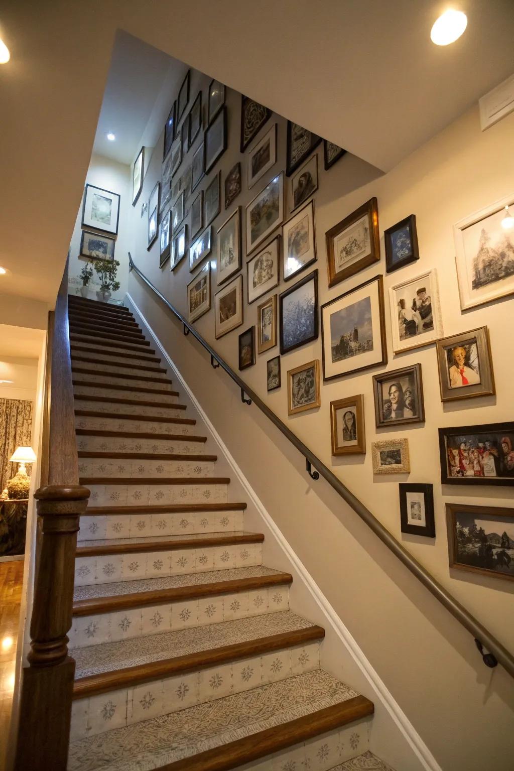 A timeline gallery wall chronicles life’s milestones beautifully.