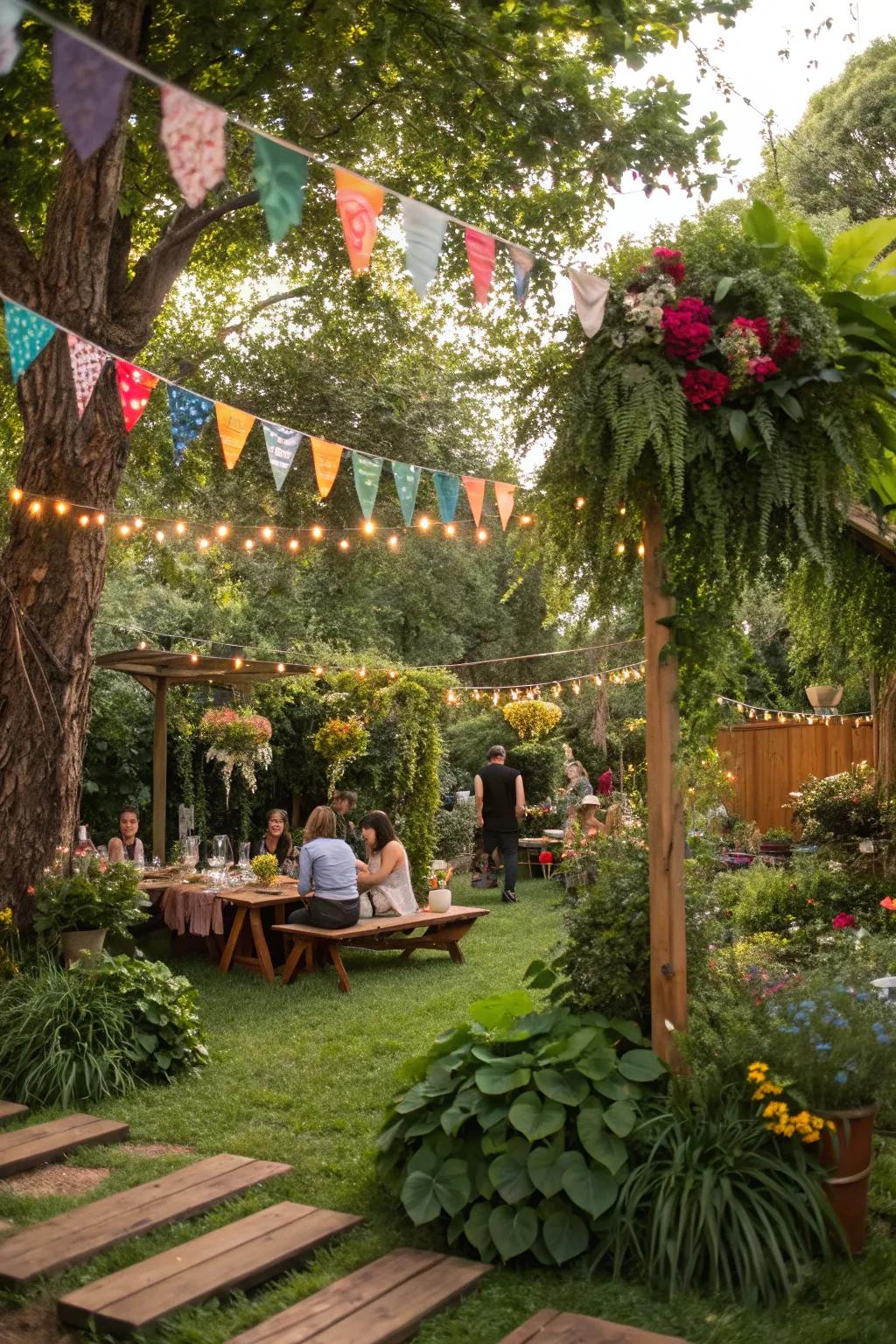 Invite elements of the outdoors inward thanks to verdant accentuations for your social gathering.