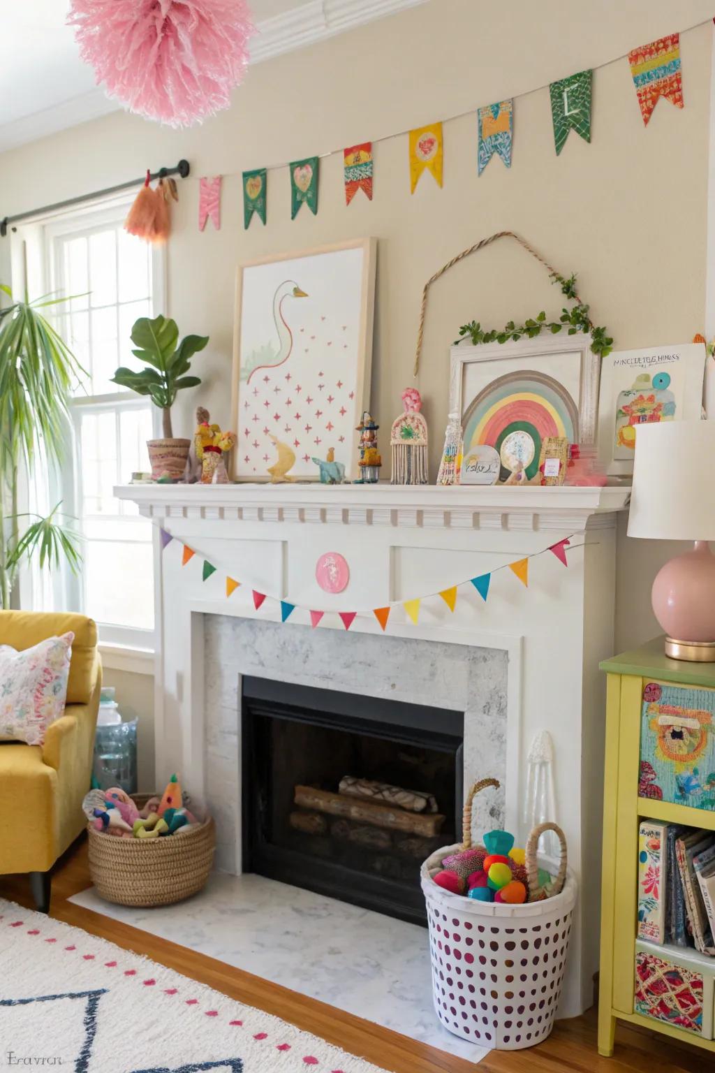 Whimsical touches keep your mantel decor fun and lively.