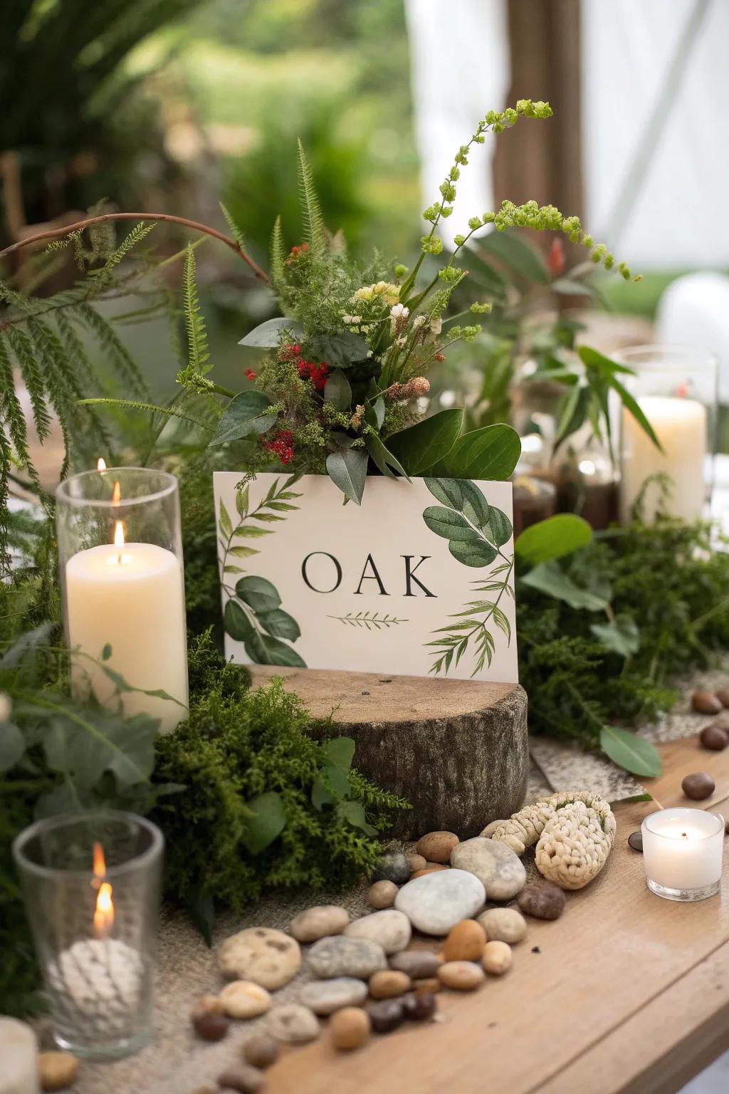 Surfaces indicative of botanical phenomena conjure an atmosphere suffused with tranquility and the essence of earth.