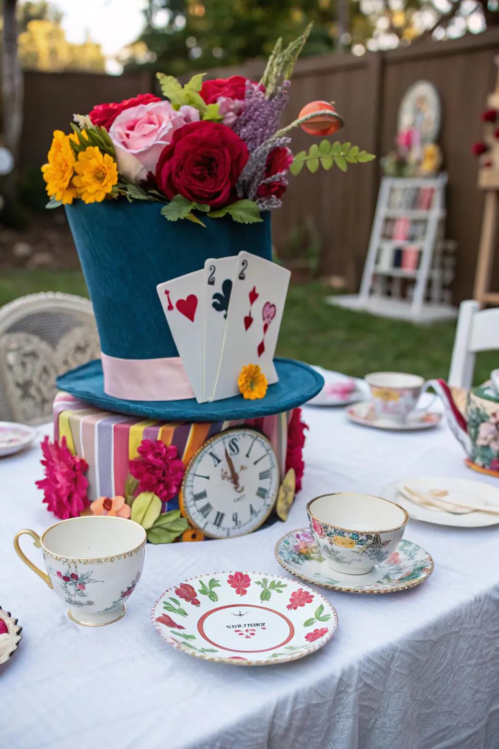 A whimsical inspiration like Wonderland adds enchantment to the gathering.