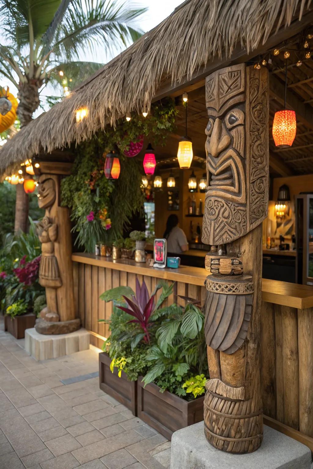 Make your tiki bar standout with unique and artistic carvings.