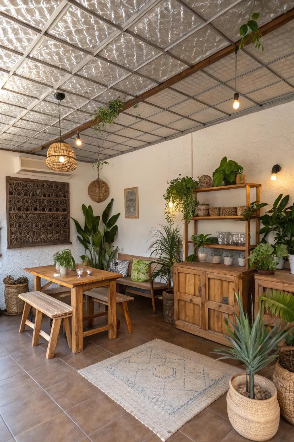 Metallic ceilings provide both style and sustainability.