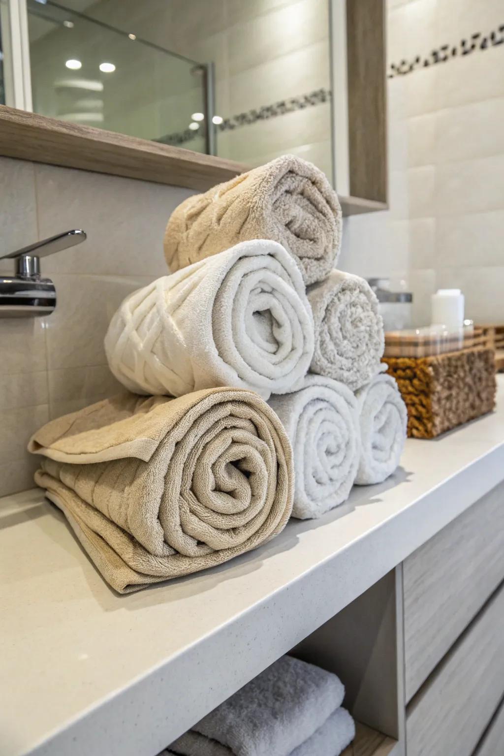 Express creativity with artistically twisted fabric displays.