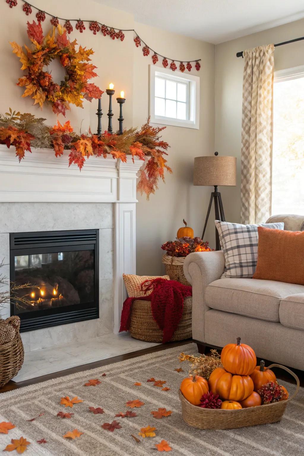 Seasonal decorations on border bringing festive cheer.