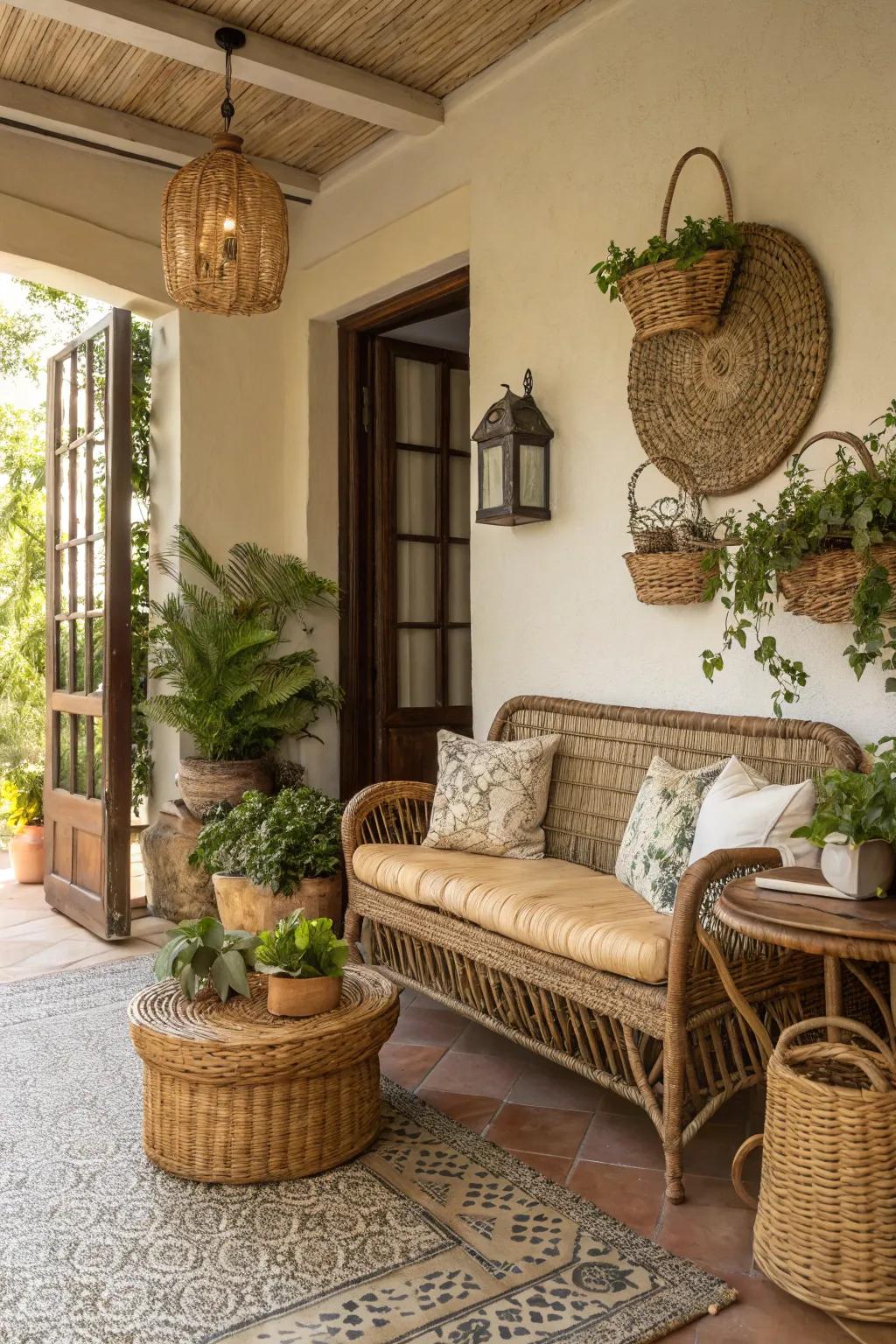 Natural strand and wicker additions give a relaxed island vibe to your entryway.
